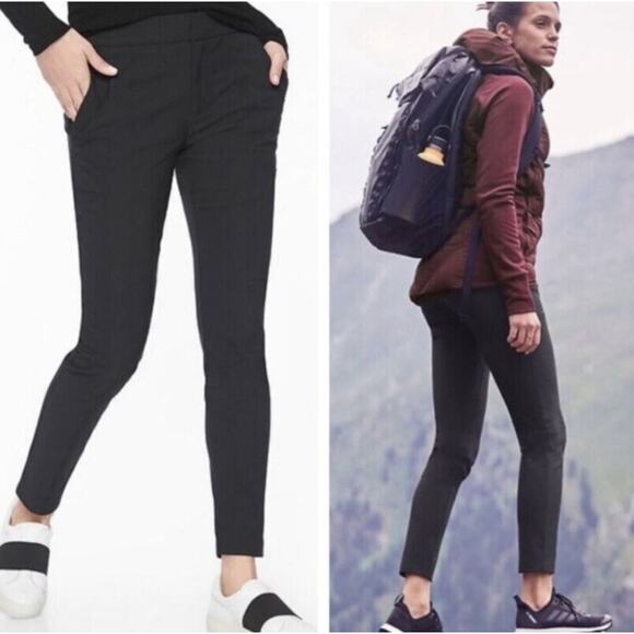 Athleta Size 2 Black Wander Stash Skinny Knit Ankle Length Stretch Active Pants - Picture 2 of 8